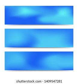 Smooth abstract blurred gradient blue banners set. Abstract Creative multicolored background. Vector illustration