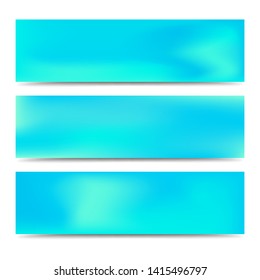 Smooth abstract blurred gradient blue banners set. Abstract Creative multicolored background. Vector illustration