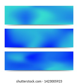 Smooth abstract blurred gradient blue banners set. Abstract Creative multicolored background. Vector illustration