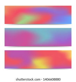 Smooth abstract blurred gradient colorful banners set. Abstract Creative multicolored background. Vector illustration