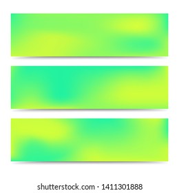 Smooth abstract blurred gradient green banners set. Abstract Creative multicolored background. Vector illustration