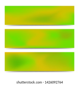 Smooth abstract blurred gradient green banners set. Abstract Creative multicolored background. Vector illustration
