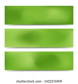 Smooth abstract blurred gradient green banners set. Abstract Creative multicolored background. Vector illustration