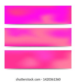 Smooth abstract blurred gradient pink banners set. Abstract Creative multicolored background. Vector illustration
