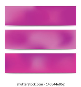 Smooth abstract blurred gradient pink banners set. Abstract Creative multicolored background. Vector illustration