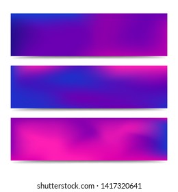 Smooth abstract blurred gradient purple banners set. Abstract Creative multicolored background. Vector illustration