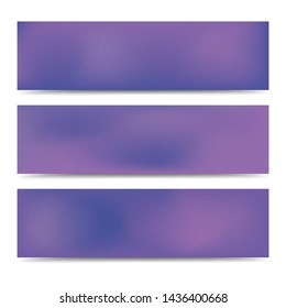 Smooth abstract blurred gradient purple banners set. Abstract Creative multicolored background. Vector illustration