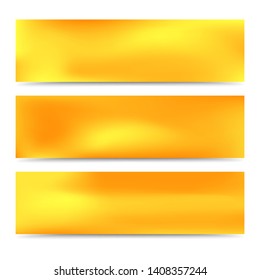 Smooth abstract blurred gradient yellow banners set. Abstract Creative multicolored background. Vector illustration