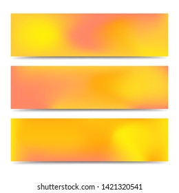 Smooth abstract blurred gradient yellow banners set. Abstract Creative multicolored background. Vector illustration