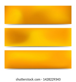 Smooth abstract blurred gradient yellow banners set. Abstract Creative multicolored background. Vector illustration