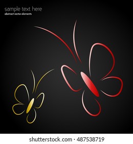 Smooth abstract butterfly. Bright vector illustration on black background. 