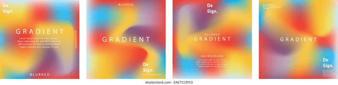 Smooth abstract colorful gradient backgrounds set. Vector collection of colorful blur background. Watercolor illustration element with mesh design of vibrant blend colors.