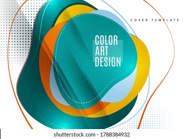 Formas de intersección abstractas y suaves. Cartel publicitario colorido a la venta. Descuentos de temporada. Plantilla con espacio de copia para marketing. Ilustración del vector