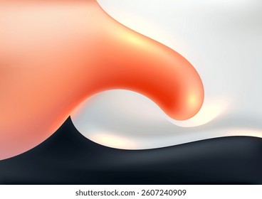 smooth abstract liquid background featuring flowing glossy shapes in warm orange, black, and white tones, blending for a modern artistic design perfect for wallpapers, branding, and digital projects