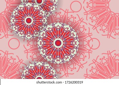 Smooth abstract patterns with lace circles, bright festive colors, backgrounds with soft colors, graphics. Vector illustration, can be used for cloth, background, wallpaper and wrapping paper.