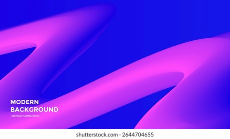 Smooth abstract pink and purple 3D wave shapes on deep blue background create a bold and futuristic modern backdrop
