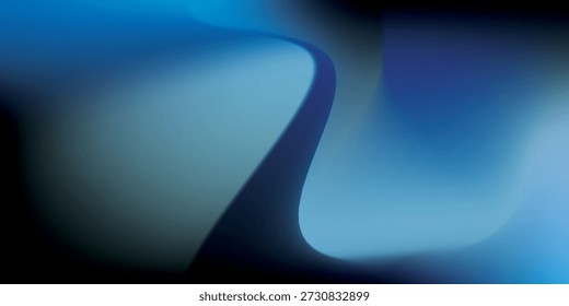 A smooth, abstract shape in shades of blue and teal, with soft lighting and a dark background.
