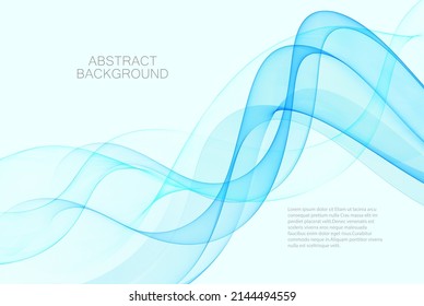 Smooth abstract wave border soft blue background. Flow wave blue.
