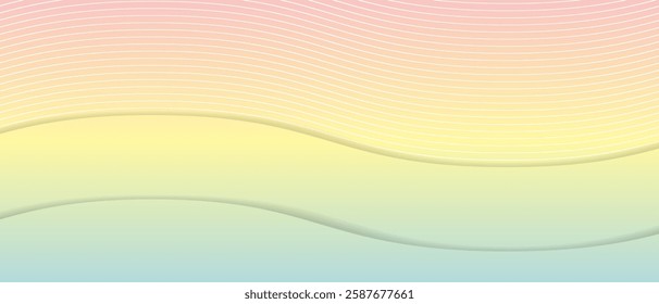smooth abstract wave vector illustration featuring a blend of soft pastel colors with flowing lines backgorund