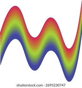 Smooth abstract wavy gradient background in bright red, yellow, green, and blue tones. Modern flowing vector design for posters, web templates, and digital branding.