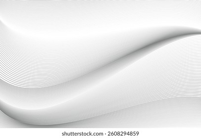 Smooth abstract white wave lines – minimal vector background design.