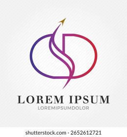 Logotipo de flecha suave mezclado con la letra inicial 