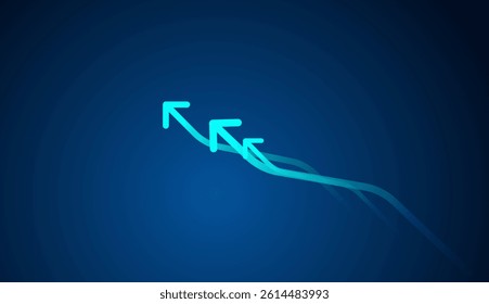 The smooth up arrows for business sucess concepts usage, glowing arrows moving upward-right, ideal for themes of performance and progress. vector illustration