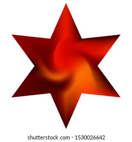Smooth background in the form of hexagram. Cult sacred religious symbol. Trendy soft color effect. Red elegant and easy editable colorful fluid cover for your creative projects.