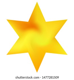 Smooth background in the form of hexagram. Festive sacred religious symbol. Trendy soft color pastel. Yellow elegant and easy editable colorful fluid cover for your creative projects.