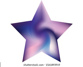Smooth background in the form of pentagram. Trendy soft color star. Simple style of 90th, 80th. Violet elegant and easy editable colorful fluid cover for your creative projects.