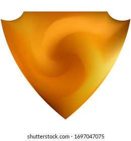 Smooth background in the form of a shield. Geometric backdrop in a style of 80th. Soft color illustration. Brown elegant and easy editable colorful fluid cover for your creative projects.