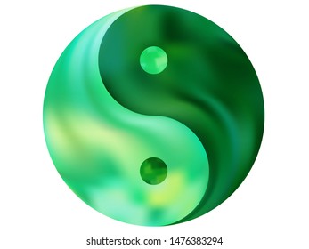 Smooth background in the form of yin yang. Trendy soft color symbol. Creative original liquid theme. Green elegant and easy editable colorful fluid cover for your creative projects.