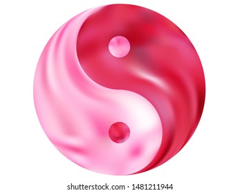 Smooth background in the form of yin yang. Asian original liquid theme. Trendy soft color logo. Pink elegant and easy editable colorful fluid cover for your creative projects.