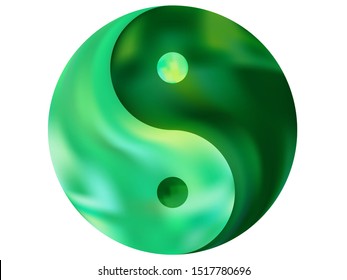 Smooth background in the form of yin yang. Isolated original liquid theme. Trendy soft color pastel. Green elegant and easy editable colorful fluid cover for your creative projects.