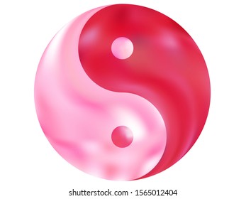Smooth background in the form of yin yang. Trendy soft color art. Holographic original liquid theme. Pink elegant and easy editable colorful fluid cover for your creative projects.