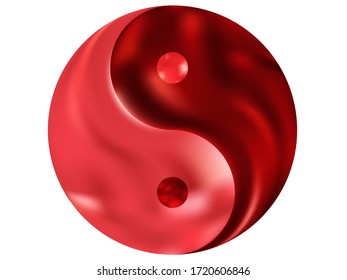 Smooth background in the form of yin yang. Trendy soft color concept. Oriental original liquid theme. Red elegant and easy editable colorful fluid cover for your creative projects.