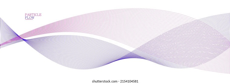 Smooth background with wave of flowing particles abstract vector art, easy and soft relaxing curve lines dots in motion, airy and soft illustration.
