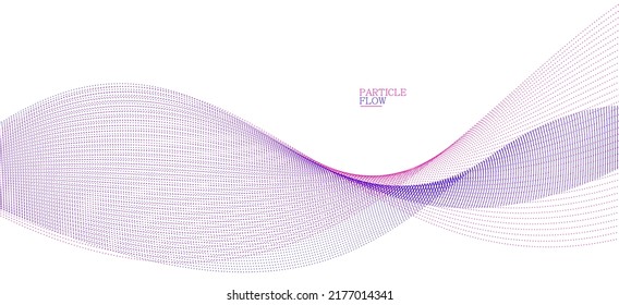 Smooth background with wave of flowing particles abstract vector art, easy and soft relaxing curve lines dots in motion, airy and soft illustration.