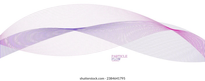 Fondo liso con onda de partículas fluidas arte vectorial abstracto, líneas de curva relajante fácil y suave en movimiento, ilustración ventilada y suave.