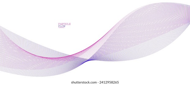 Smooth background with wave of flowing particles abstract vector art, easy and soft relaxing curve lines dots in motion, airy and soft illustration.