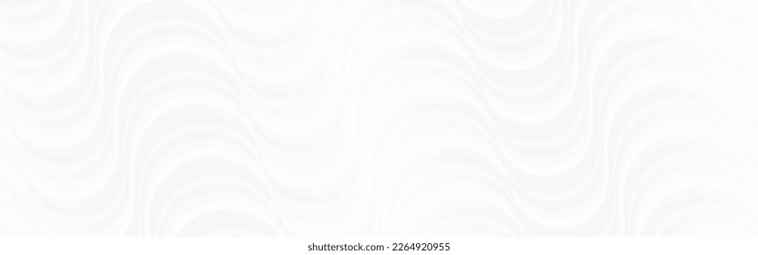 Smooth background. White wavy effect for website or banner. Minimal 3D effect. Futuristic gray space with waves. Neutral soft poster template. Vector illustration.