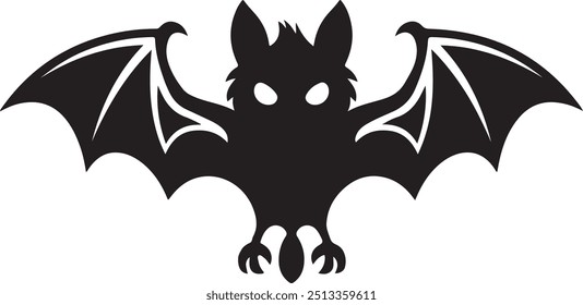 Smooth Bat Silhouette Vector Art with Well-Defined Features