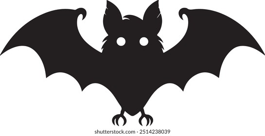 Smooth Bat Silhouette Vector Art with Well-Defined Features