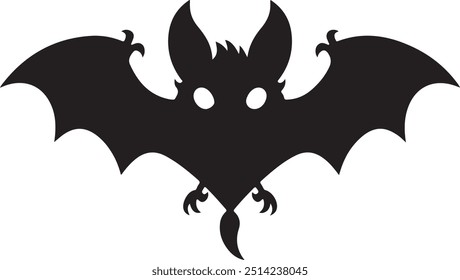 Smooth Bat Silhouette Vector Art with Well-Defined Features