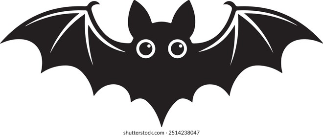 Smooth Bat Silhouette Vector Art with Well-Defined Features