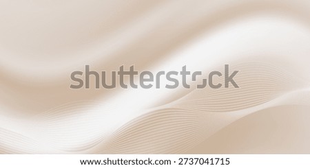 Smooth beige wave gradient background. Soft silk ecru liquid wallpaper. Pearl color splash texture for banner, flyer, presentation, graphic design, leaflet. Abstract blur wavy backdrop cover. Vector	