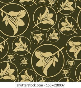 Smooth bellflower pattern in a round circle for wallpaper