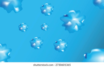 Um plano de fundo abstrato, liso e azul, com uma forma fluida e líquida e realces suaves e luminosos.