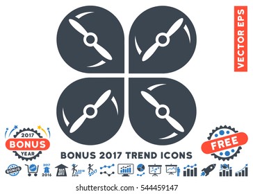 Smooth Blue Airdrone Screws Rotation pictograph with bonus 2017 year trend elements. Vector illustration style is flat iconic bicolor symbols, white background.
