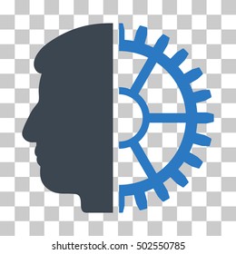 Smooth Blue Android Head interface toolbar icon. Vector pictograph style is a flat bicolor symbol on chess transparent background.